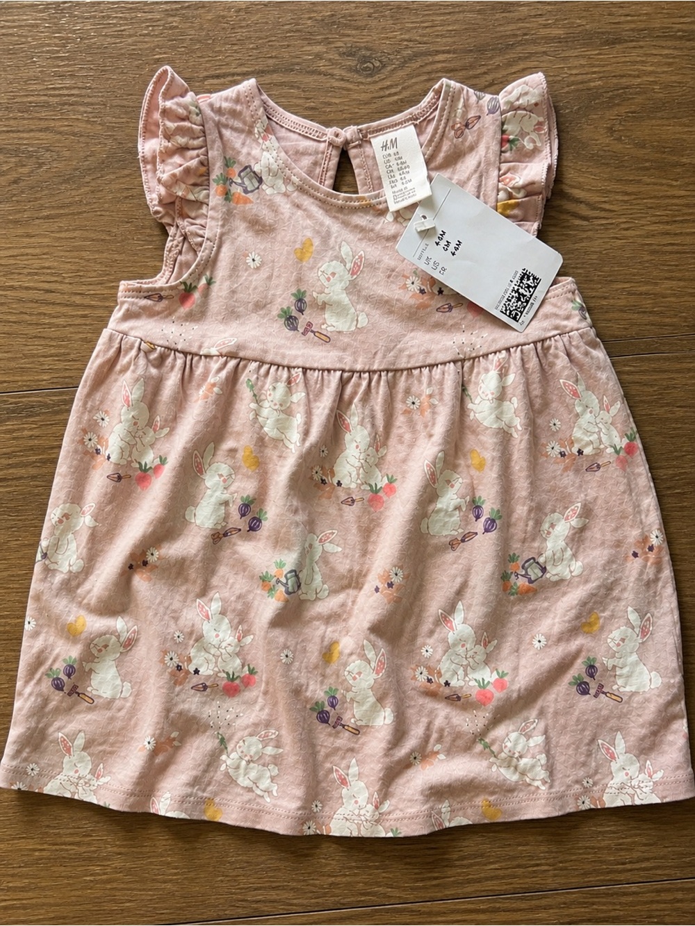 H&M Soft Pink Bunny & Floral Print Dress